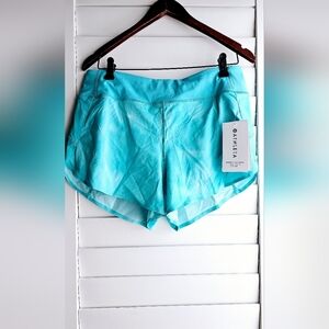 Athleta Shorts Run Sport Swim Aqua Blue White size M